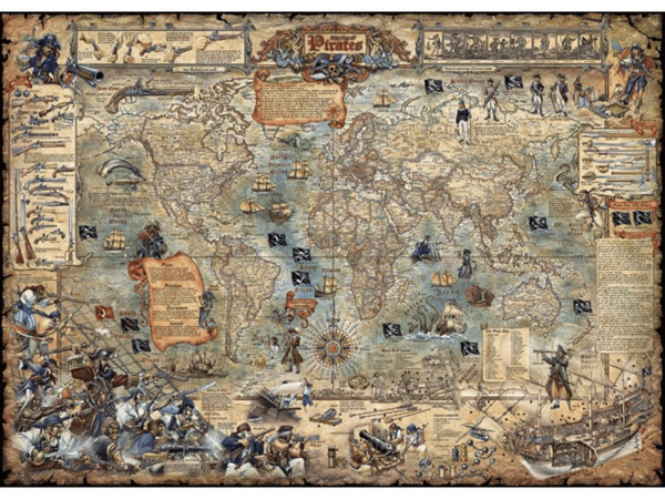PUZZLE HEYE - Carte du monde pirate - 2000 pièces