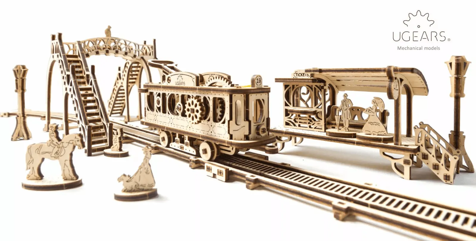 Ligne de Tram Ugears – Puzzle 3D Mécanique en bois