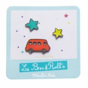 SET DE 3 PIN'S LAQUES CAMION ROUGE - LES BROC'N ROLLS - MOULIN ROTY