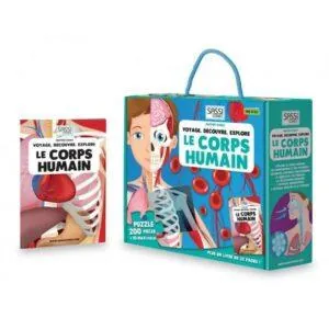 COFFRET SASSI - VOYAGE DECOUVRE EXPLORE : LE CORPS HUMAIN - PUZZLE + LIVRE - 200 PIECES