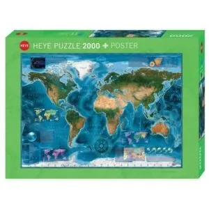 PUZZLE HEYE - CARTE SATELLITE DU MONDE - 2000 PIECES