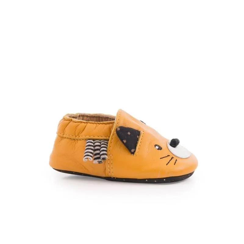 CHAUSSONS CUIR - CHAT MOUTARDE - LES MOUSTACHES - MOULIN ROTY - 0/6 MOIS – Image 2