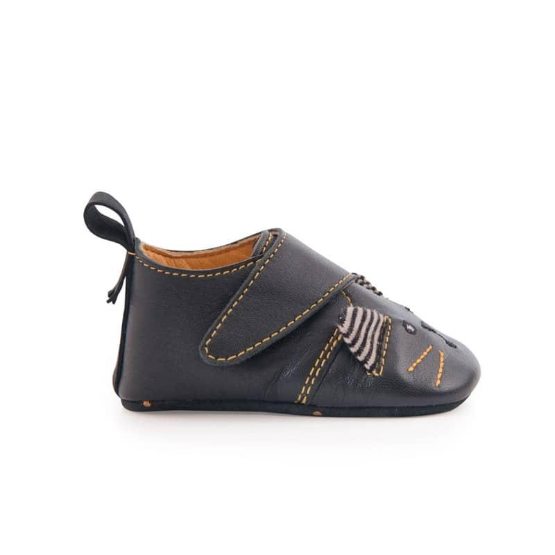CHAUSSONS CUIR - CHAT NOIR - LES MOUSTACHES - MOULIN ROTY - 0/6 MOIS – Image 2