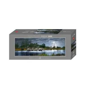 PUZZLE HEYE PANORAMIQUE - A. VON HUMBOLDT - A. BERNASCONI : TROUPEAU D'ELEPHANTS - 2000 PIECES