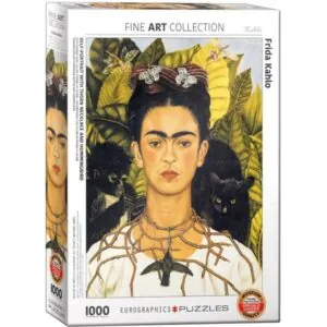 PUZZLE EUROGRAPHICS - BEAUX-ARTS - F. KAHLO : AUTOPORTRAIT AVEC COLLIER D'EPINES ET COLIBRI - 1000 PIECES