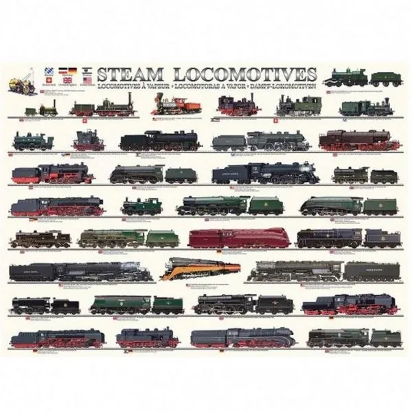 PUZZLE EUROGRAPHICS : LOCOMOTIVES A VAPEUR - 1000 PIECES – Image 2