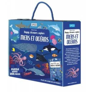 Un nouveau titre dans la série Voyage, Découvre, Explore consacré aux mers et aux océans, pour en savoir plus sur le monde sous-marin grâce au livre de 32 pages et au puzzle de 205 pièces.