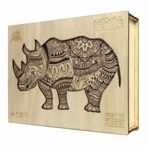PUZZLE BOIS WOODBESTS - WATCHFUL RHINO - 146 PIECES