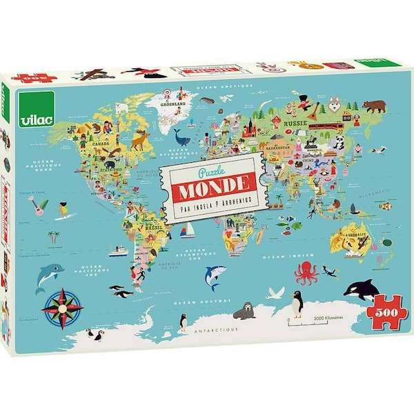 PUZZLE CARTE DU MONDE - I.P. ARRHENIUS - 500 PIECES