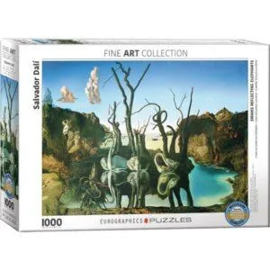 PUZZLE EUROGRAPHICS - D. SALVADOR : CYGNES REFLETANT DES ELEPHANTS - 1000 PIECES