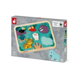 PUZZLE JANOD ENCASTREMENT CHUNKY 2 EN 1 : JUNGLE - 7 PIECES