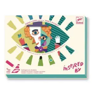 COFFRET COLLAGES ET STICKERS - DIEGO LIZAN INSPIRED BY P. PICASSO - TETES AU CARRE - DJECO