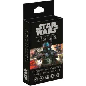 Les joueurs peuvent embaucher certains des mercenaires les plus infâmes de la galaxie pour rejoindre leurs armées avec ce pack de cartes pour Star Wars : Légion ! Le Paquet de cartes Amélioration II contient des cartes d'unité mises à jour pour les célèbres chasseurs de primes Boba Fett, Bossk, Cad Bane et même le A-A5 Speeder Truck qui les rendent jouables en utilisant les nouvelles règles de mercenaire introduites avec le Starter Set Le collectif de l'Ombre. De plus, les joueurs trouveront également des copies des trois nouvelles cartes de commandement à utiliser avec les unités mercenaires du Starter Set collectif de l'Ombre. Enfin, ce pack comprend également une sélection de 60 cartes d'amélioration conçues pour les aider à tirer le meilleur parti de leurs mercenaires, y compris les nouvelles cartes introduites dans le Starter Set collectif de l'Ombre.