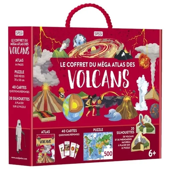 COFFRET SASSI - MEGA ATLAS DES VOLCANS + QUIZZ + PUZZLE 500 PIECES