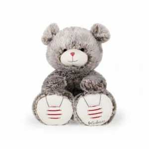 PELUCHE OURS PRESTIGE LARGE GRIS - ROUGE KALOO