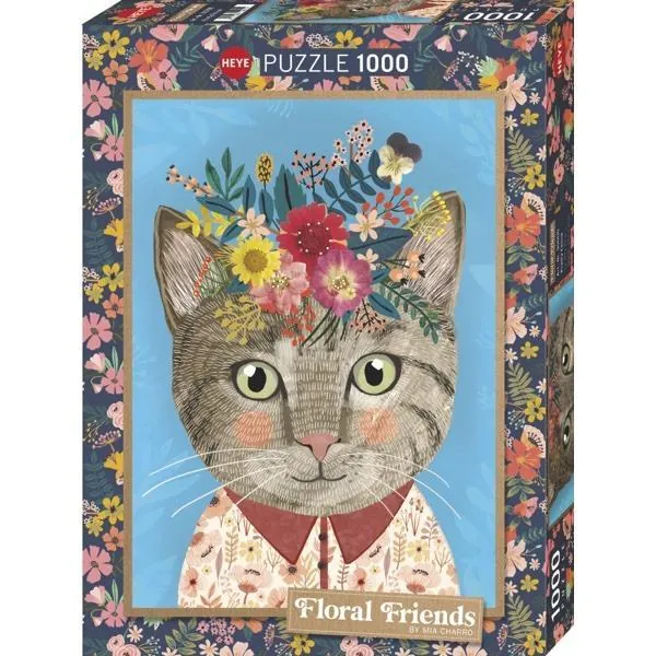 PUZZLE HEYE - FLORAL FRIENDS - M. CHARRO : JOLI FELIN - 1000 PIECES