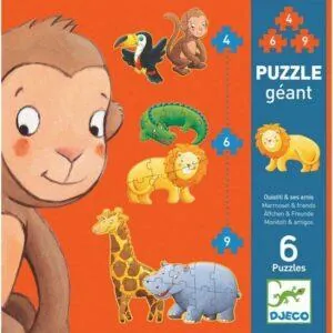 PUZZLES DJECO EVOLUTIFS : OUISTITI ET SES AMIS - 4/6/9 PIECES