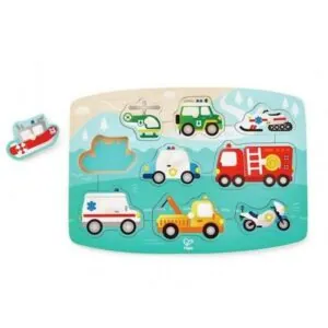 PUZZLE A BOUTONS : VEHICULES DE SECOURS - HAPE