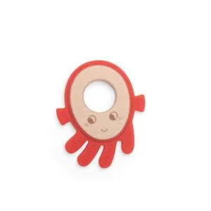 ANNEAU DE DENTITION BOIS ET SILICONE - POULPE - LES AVENTURES DE PAULIE - MOULIN ROTY