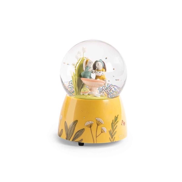 BOULE A NEIGE MUSICALE - TROIS PETITS LAPINS - MOULIN ROTY