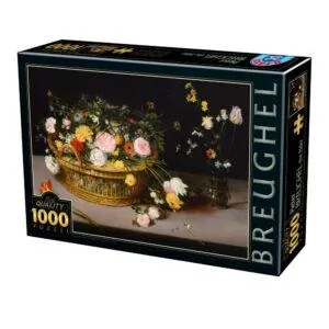 PUZZLE D-TOYS - P. BREUGHEL : FLEURS DANS UN PANIER ET VASE - 1000 PIECES
