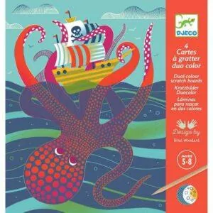 POCHETTE CARTES A GRATTER DUO COLOR - DESSUS DESSOUS - DJECO