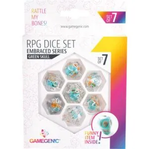 EMBRACED SERIES -GREEN SKULL- SET DE 7 DÉS JDR