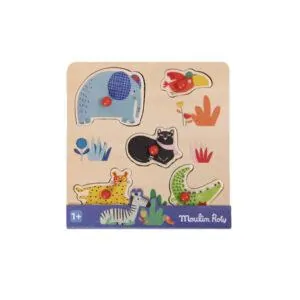 PUZZLE MOULIN ROTY ENCASTREMENT : ANIMAUX - LES TOUPITIS - 5 PIECES