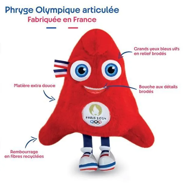 PELUCHE MASCOTTE OFFICIELLE ARTICULEE JEUX OLYMPIQUES PARIS 2024 - DOUDOU ET COMPAGNIE – Image 3