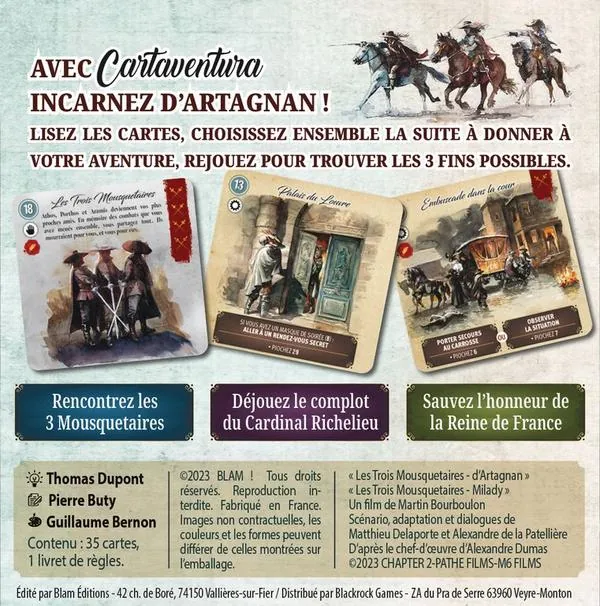 CARTAVENTURA - LES TROIS MOUSQUETAIRES - L'HONNEUR DE LA REINE
