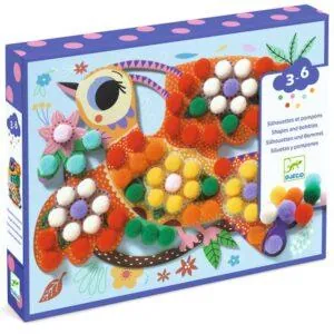 COFFRET COLLAGES SILHOUETTES ET POMPOMS - PANACHES - DJECO