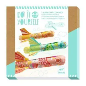 DIY 3 POISSONS VOLANTS A COLORIER  KOINOBORI - DJECO