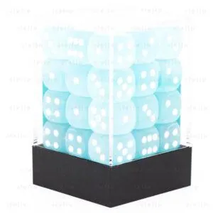 CHESSEX - SET DE 36 DÉS 6 - FROSTED - SARCELLE:BLANC