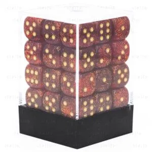 CHESSEX - SET DE 36 DÉS 6 - GLITTER - RUBY:OR