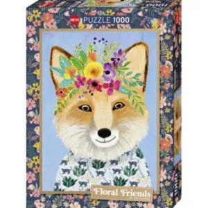 PUZZLE HEYE - FLORAL FRIENDS - M. CHARRO :  FRIENDLY FOX - 1000 PIECES