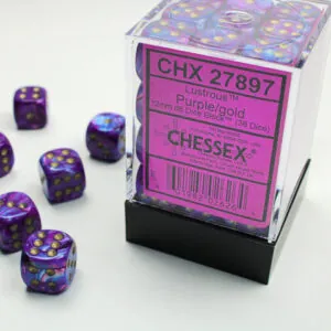 SET DE 36 DÉS 6 - LUSTROUS - VIOLET:OR - CHX27897