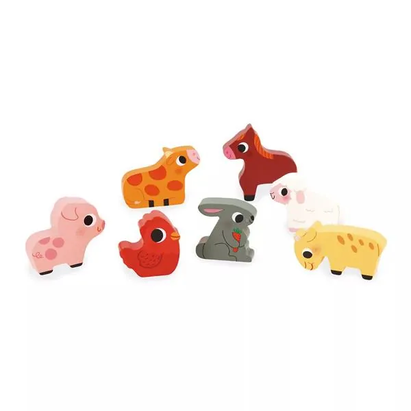 PUZZLE JANOD ENCASTREMENT CHUNKY 2 EN 1 : A LA FERME - 7 PIECES – Image 3