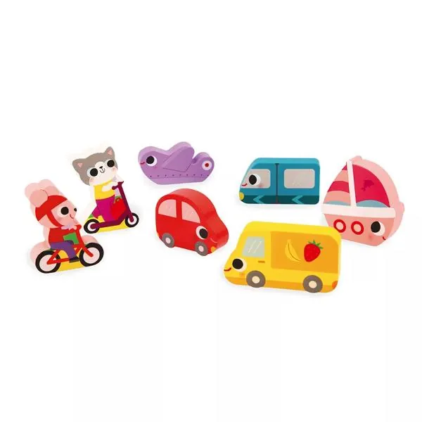 PUZZLE JANOD ENCASTREMENT CHUNKY 2 EN 1 : LES VEHICULES - 7 PIECES – Image 3