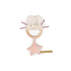 HOCHET ANNEAU BOIS SOURIS ROSE - LA PETITE ECOLE DE DANSE - MOULIN ROTY