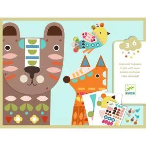 COFFRET CREER AVEC DU PAPIER - 3 ANIMAUX GEANTS - DJECO