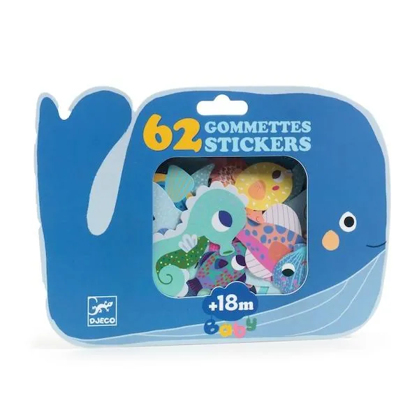 GOMMETTES STICKERS - ANIMAUX DE LA MER - DJECO