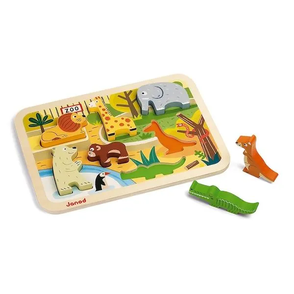PUZZLE JANOD ENCASTREMENT CHUNKY 2 EN 1 : ZOO - 7 PIECES – Image 2