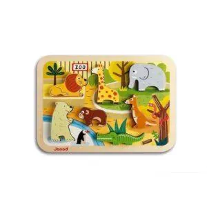 PUZZLE JANOD ENCASTREMENT CHUNKY 2 EN 1 : ZOO - 7 PIECES