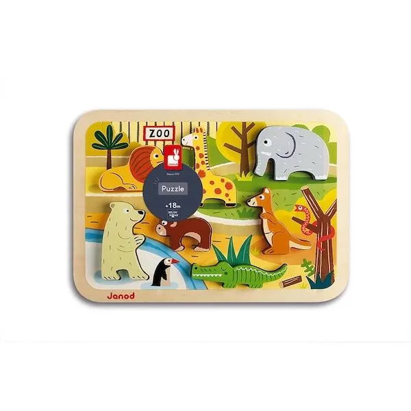 PUZZLE JANOD ENCASTREMENT CHUNKY 2 EN 1 : ZOO - 7 PIECES – Image 5