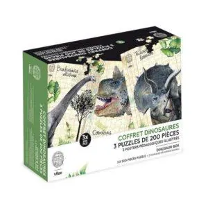 COFFRET 3 PUZZLES VILAC - MUSEUM HISTOIRE NATURELLE : DINOSAURES - 200 PIECES