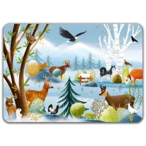 SET DE TABLE ANIMAUX DES MONTAGNES - CARTES D'ART