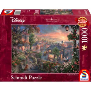 PUZZLE SCHMIDT DISNEY - T. KINKADE : LA BELLE ET LE CLOCHARD - 1000 PIECES