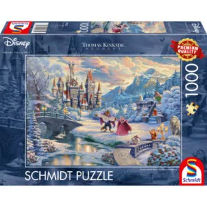 PUZZLE SCHMIDT DISNEY - T. KINKADE : LA BELLE ET LE CHARME D'HIVER DE LA BETE - 1000 PIECES