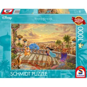 PUZZLE SCHMIDT DISNEY - T. KINKADE : JASMINE DANSANT DANS LE DESERT AU COUCHER DU SOLEIL - 1000 PIECES
