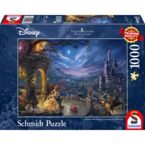 PUZZLE SCHMIDT DISNEY - T. KINKADE : LA BELLE ET LA BETE DANSANT AU CLAIR DE LUNE - 1000 PIECES